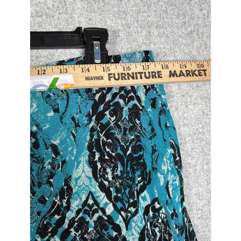 212 Collection Large Womens‎ Skirt A-line Blue Black Stretch Pull On Knee Lined